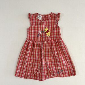 VTG Winnie the Pooh Red Plaid Girls Dress, 4T, Y2K
